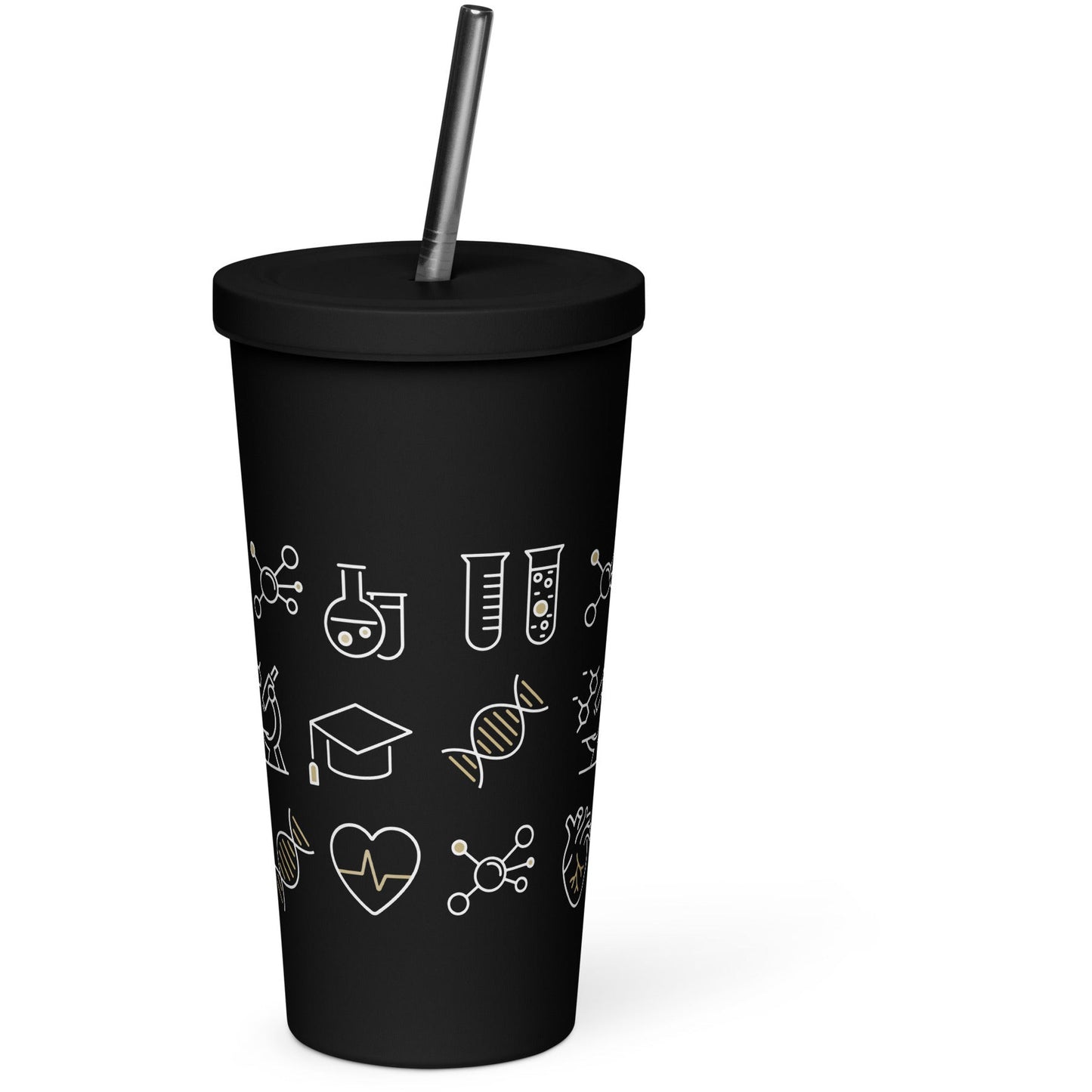 Insulated tumbler with a straw