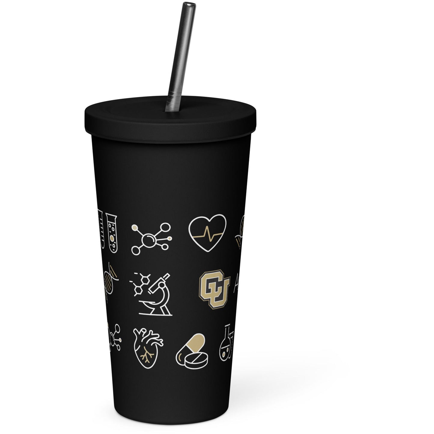 Insulated tumbler with a straw