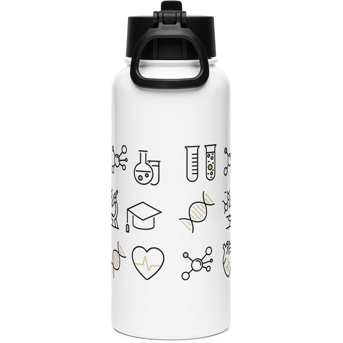 Stainless steel water bottle with a straw lid