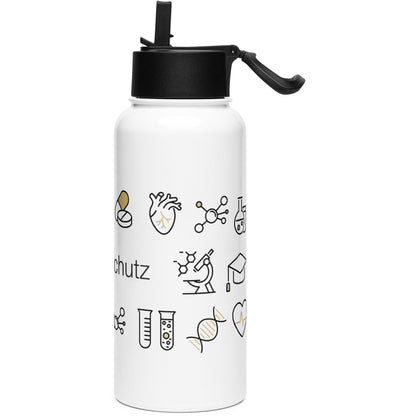 Stainless steel water bottle with a straw lid