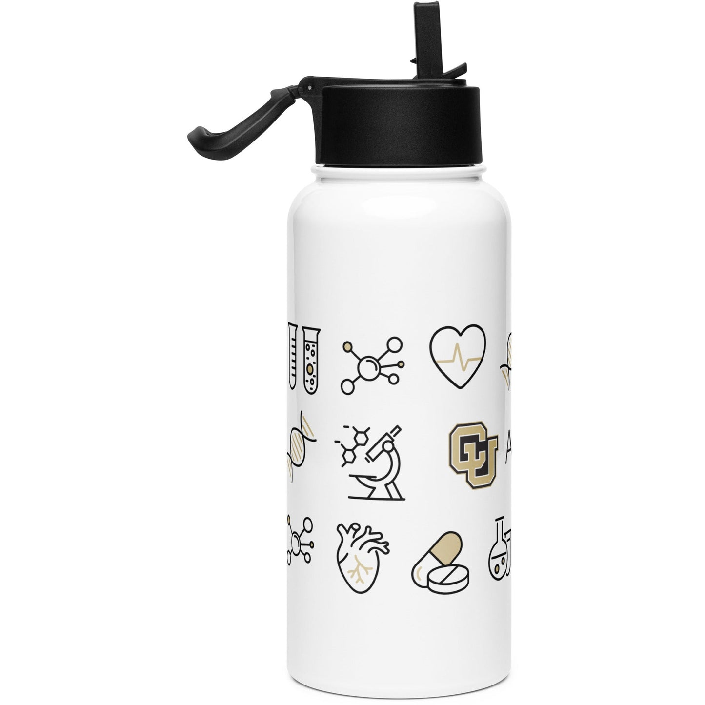 Stainless steel water bottle with a straw lid